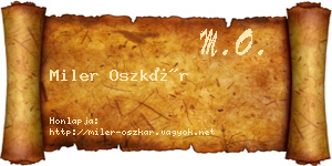 Miler Oszkár névjegykártya